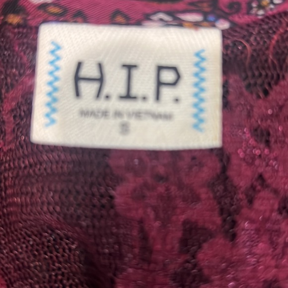 H.I.P tunic blouse marrón with beautiful lace up long sleeve open front size S - Picture 12 of 12